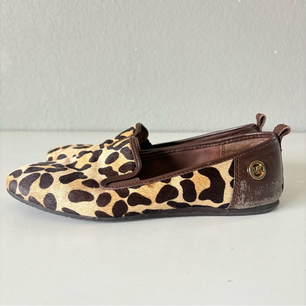 Michael Kors Moccasins Flat Shoes Haircalf Leopard Brown Loafer Women's Size 7 M - Picture 3 of 11